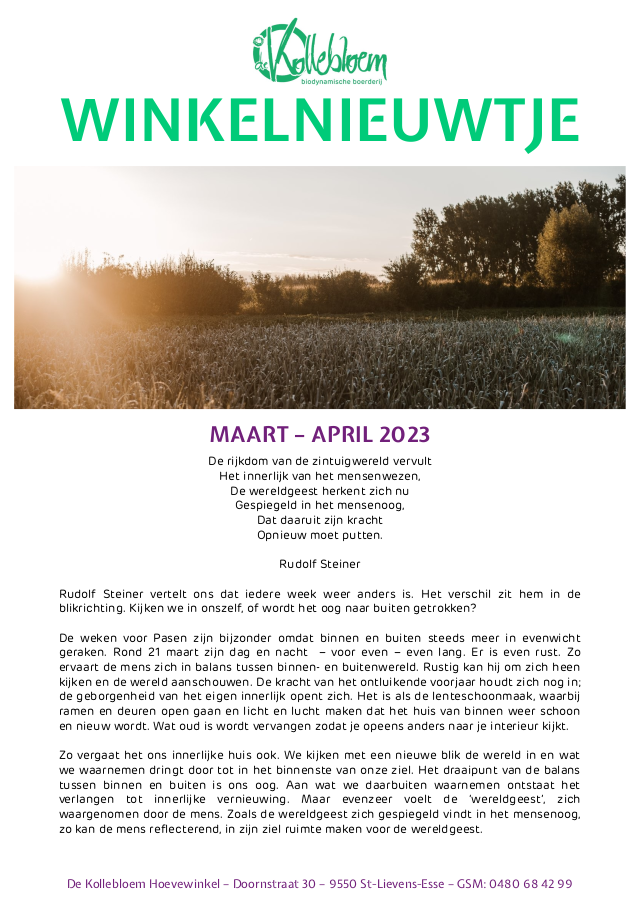 winkelnieuwtje maart april 2023